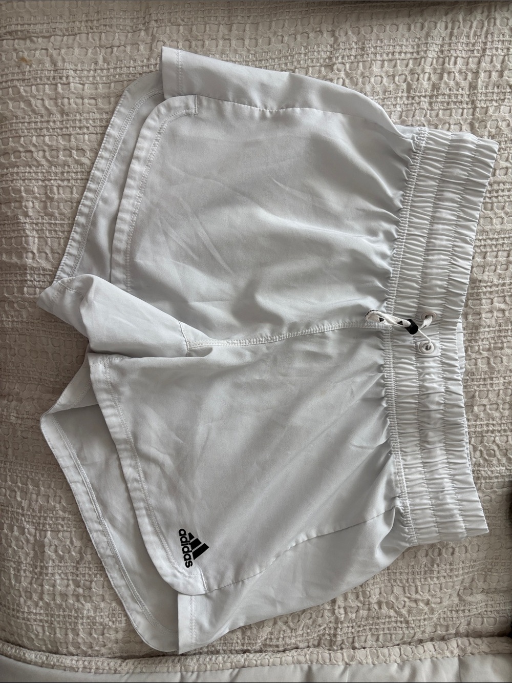 adidas White Women’s Athletic Running Shorts with Drawstring